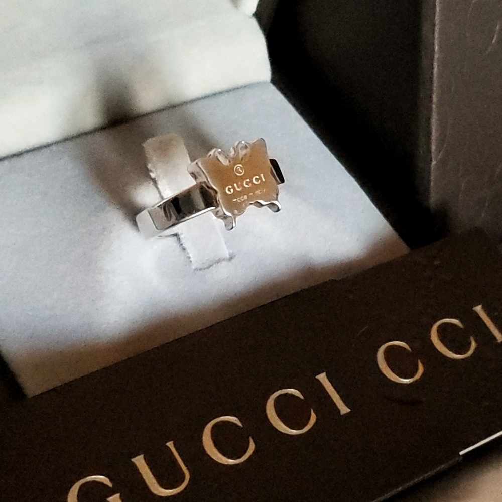 Gucci Butterfly Ring Silver Size 6